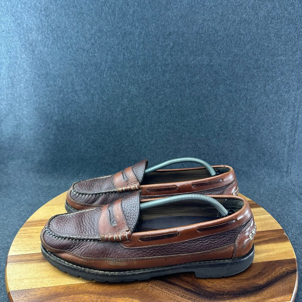 L.L. Bean Allagash Penny Loafers Bison Leather Lug Soles Moc Men Sz 11.5D - Picture 6 of 14